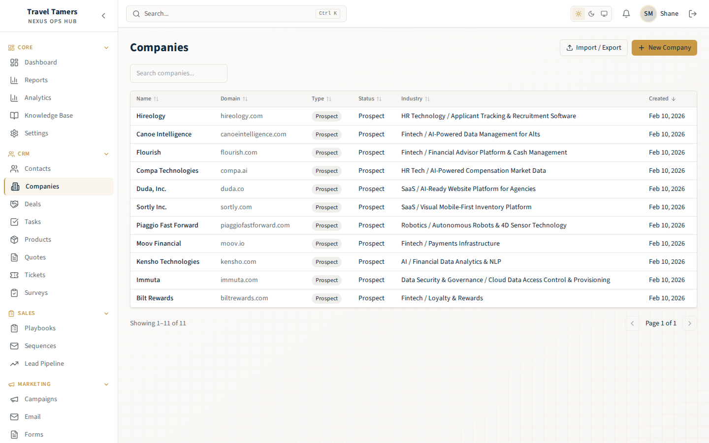 Nexus CRM companies list